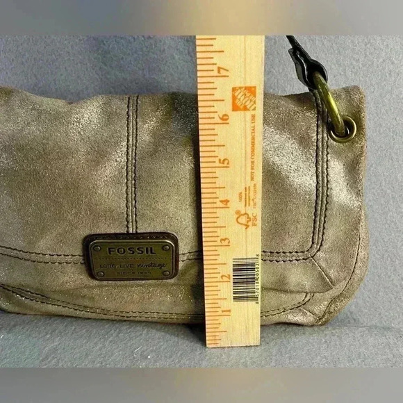Fossil Long Live Vintage Metallic fabric hobo bag magnetic closure shoulder bag - Picture 7 of 13